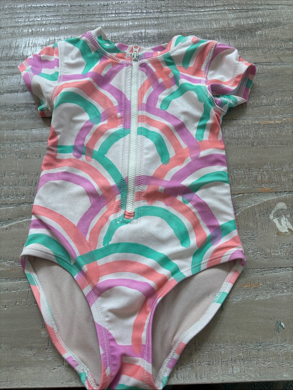 Tea Collection Pink, Coral & Teal Zip-Front Girls One-Piece